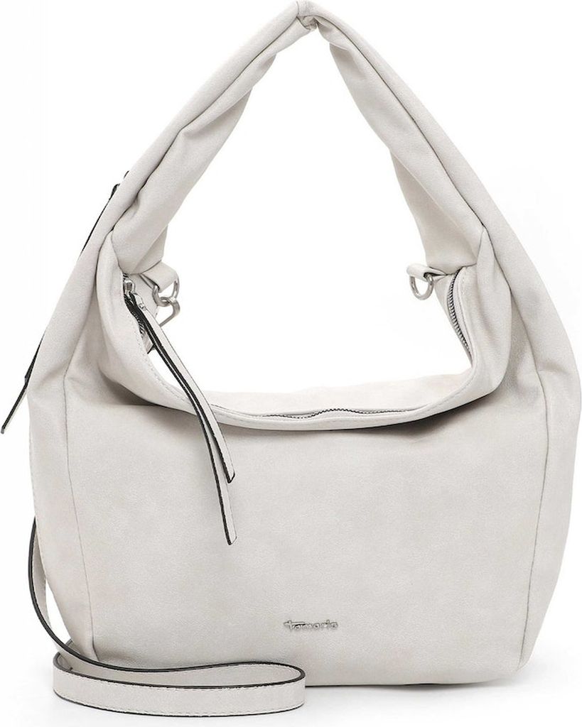 Tamaris Damen Schultertasche Beutel Knautschoptik breiter Riemen Liselotte 32222, Farbe:Weiß
