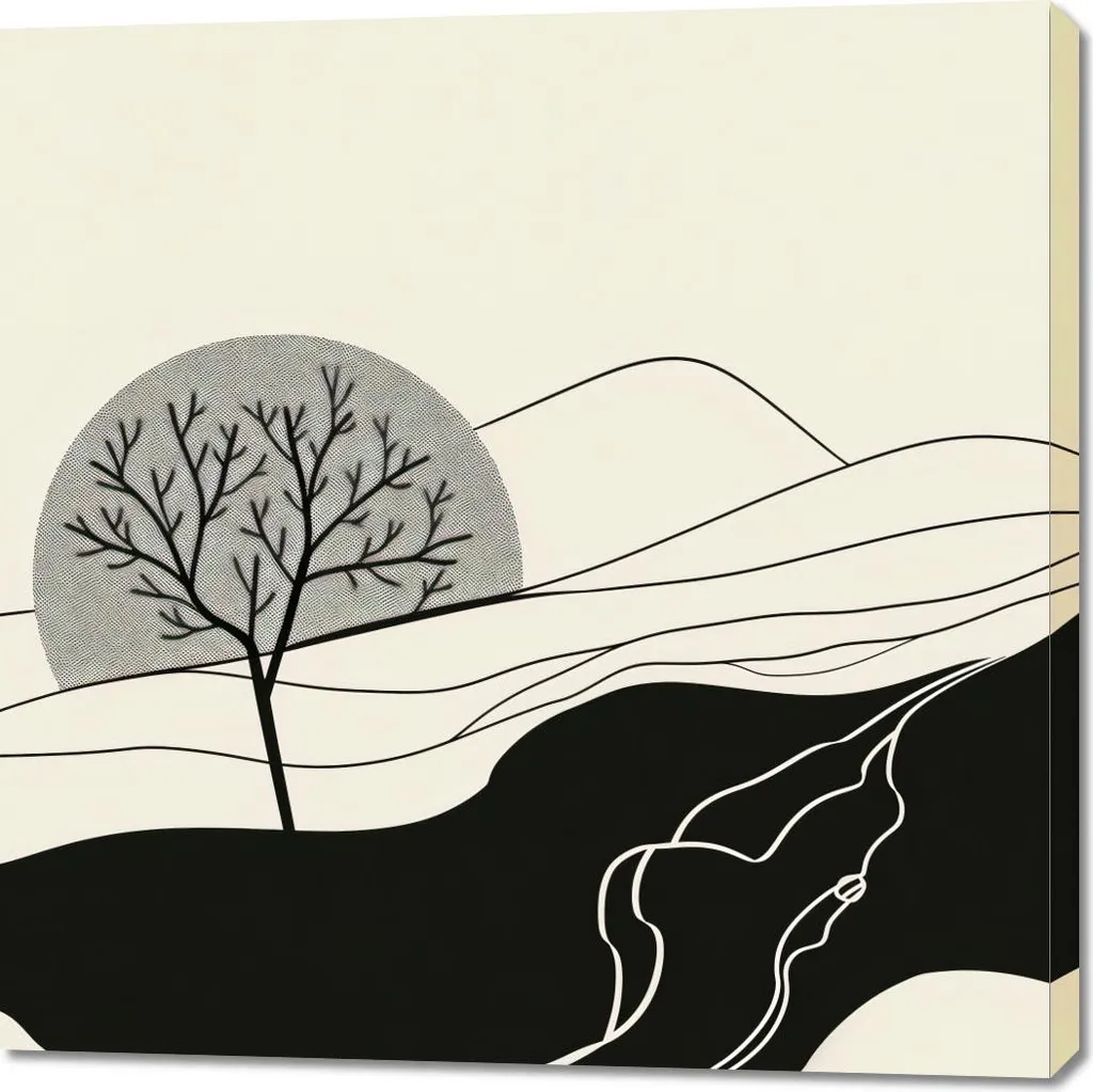 Tableau Lune Ondulée 100x100 cm - Habillez vos Grands Murs avec Élégance
