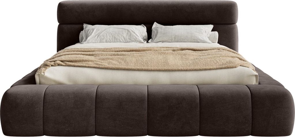 FEDVE Polsterbett Nuuk aus Velvet 200x200 cm, Braun