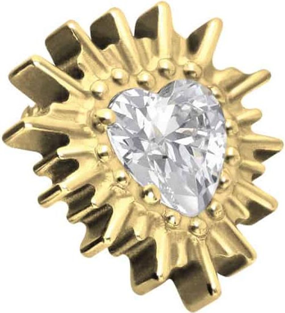 Titan Schraubaufsatz mit Außengewinde KRISTALLHERZ + SONNENSTRAHLEN