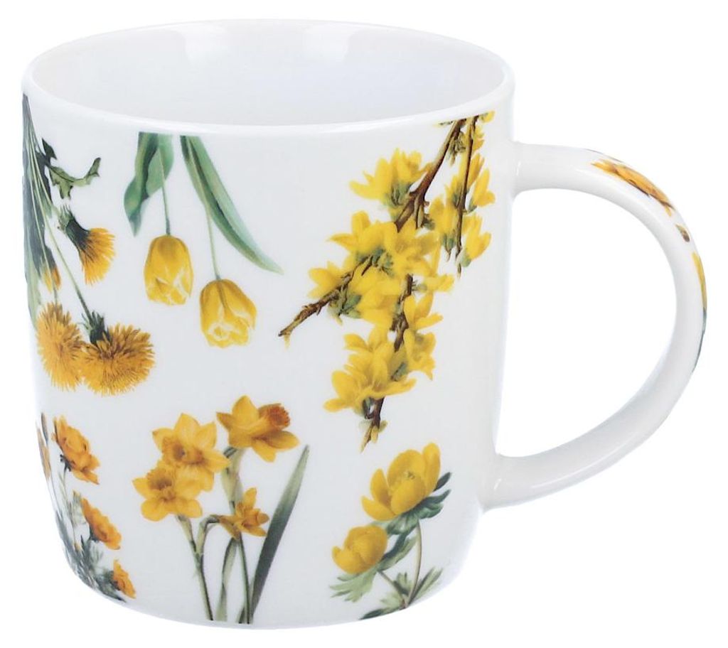 DUO Spring in bloom Becher 400 ml YELLOW FLOWERS in dekorativer Box, New Bone China Porzellan