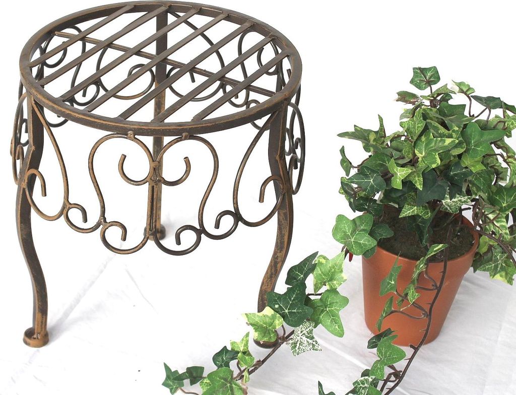 DanDiBo Blumenhocker Metall Braun Rund 25 cm Blumenständer 140129 S Beistelltisch Pflanzenständer Klein