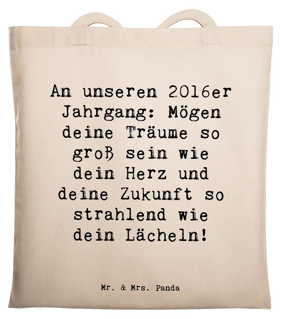 Mr. & Mrs. Panda Schultasche Spruch 2016 Geburtstag Glückwunsch - Transparent - Geschenk, Jutebeutel, Geburtstagsgeschenk, Geburtstagsspruch, Tote...