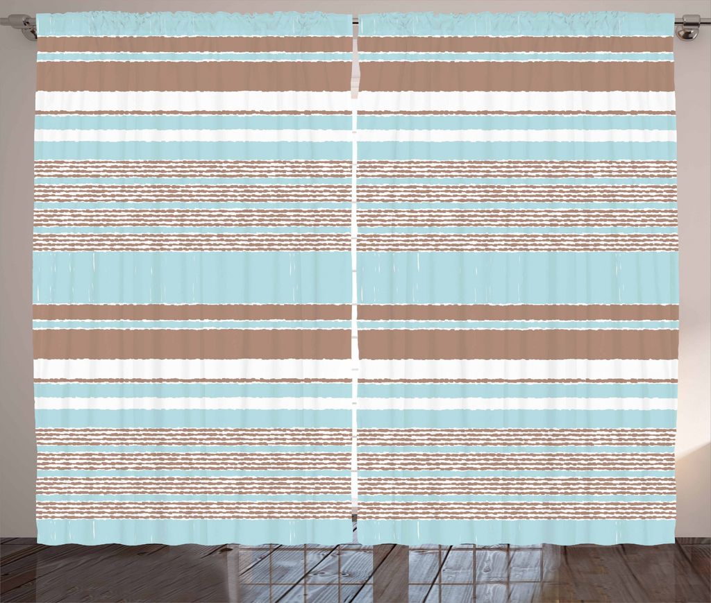 ABAKUHAUS Wasser Rustikaler Gardine, Horizontale Streifen-Linien, Schlafzimmer Kräuselband Vorhang mit Schlaufen und Haken, 280 x 175 cm, Seafoam ...