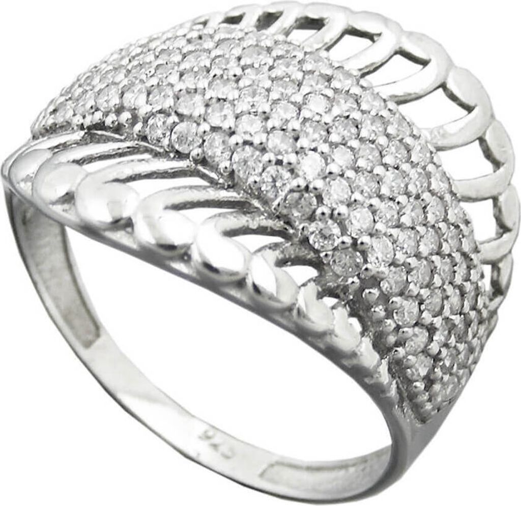 Ring Damenring mit vielen Zirkonia weiß Kobraform 925 Silber Innenumfang 56mm Ø17.8mm