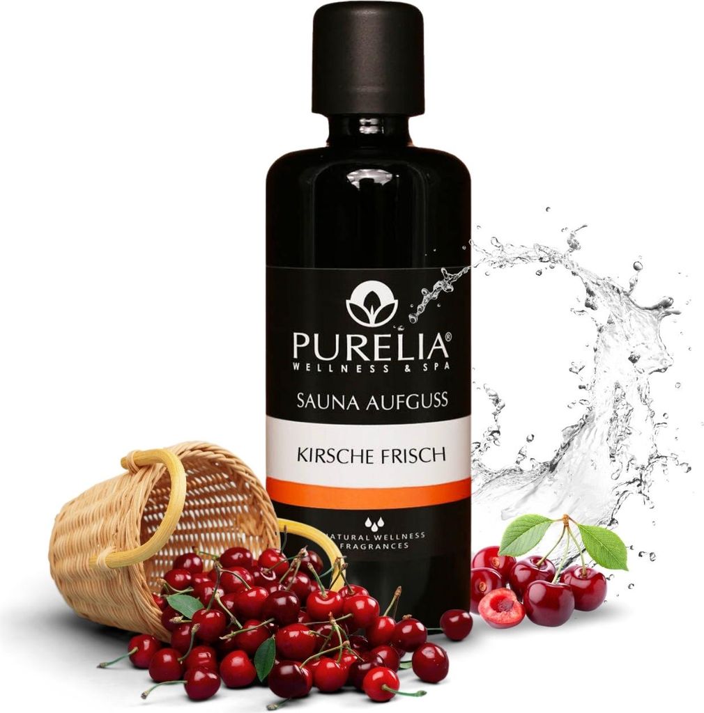 PURELIA Saunaaufguss Konzentrat Kirsche frisch 100 ml natürlicher Sauna-aufguss - reine ätherische Öle