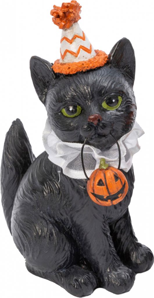 Halloween Clowns Katze mit Kürbis als Dekofigur 15cm Produktbild 