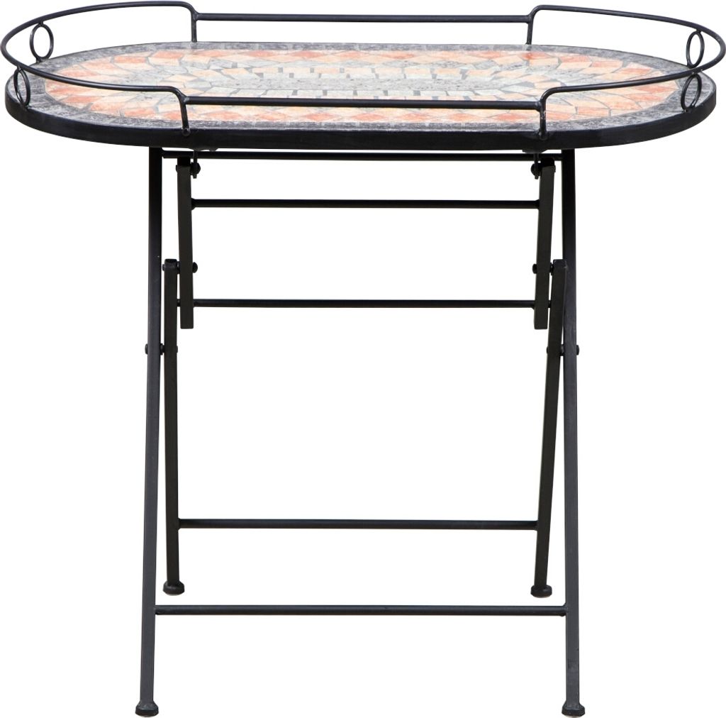Gartentisch >Prato< in matt schwarz, mehrfarbig - 41x60x67,5 (BxHxT)
