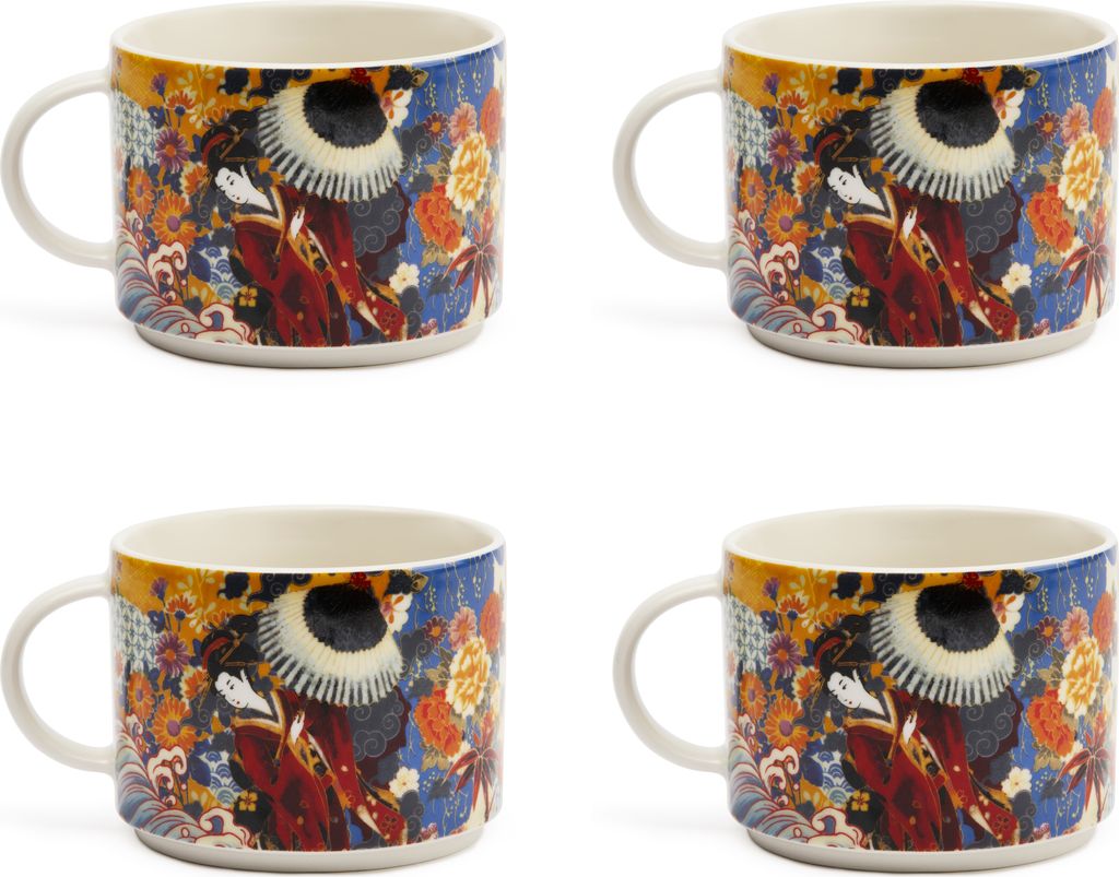 Excelsa set von 4 jumbo tasse 50 cl Kimono porzellan bunt