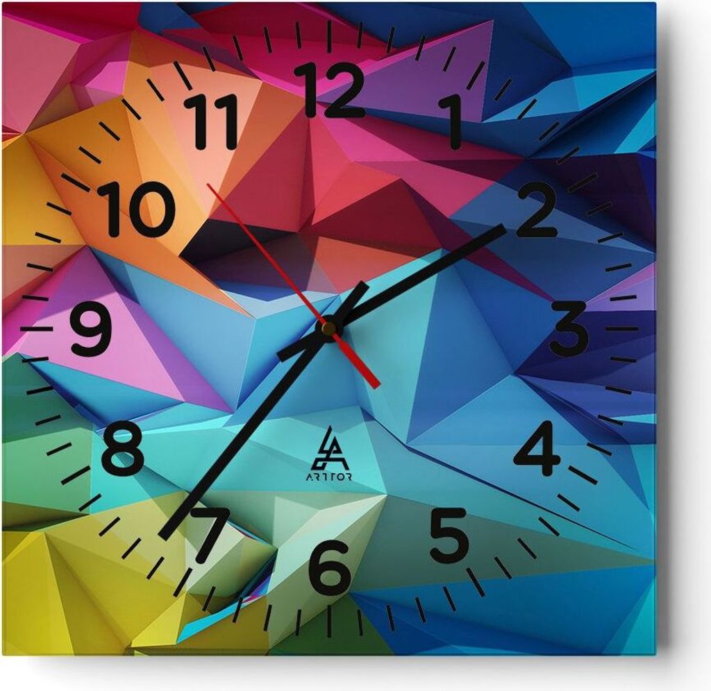Wanduhr - Quadrat - Glasuhr - Formen futuristisch geometrisch - 40x40cm - Schleichendes Uhrwerk - Lautlos - zum Aufhängen bereit - Dekoration Mode...