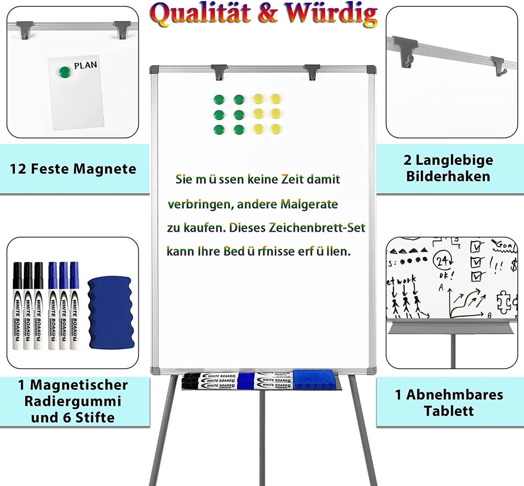 YARDIN Magnetický stojan na bílé tabule, bílá tabule se Obrázek produktu 4
