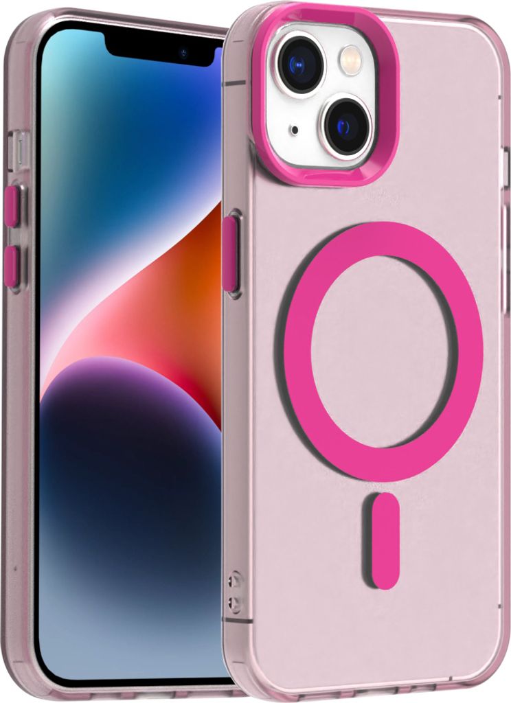 Handyhülle für iPhone 16, Hülle Kompatibel mit MagSafe, Schlank Durchscheinend Matt Stoßfest Schutzhülle Rot