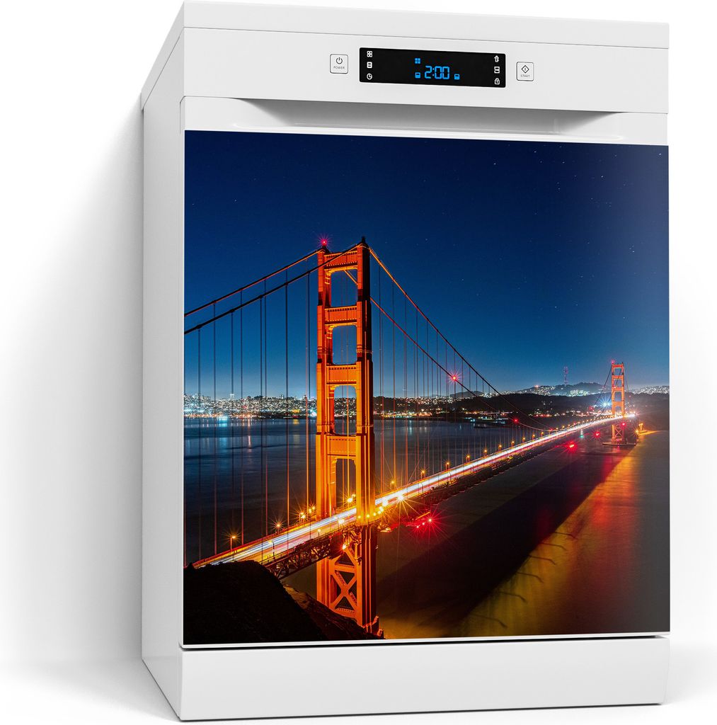 DEQORI Magnetmatte Spülmaschine beschreibbar 60x60 cm 'San Francisco bei Nacht' Magnetfolie