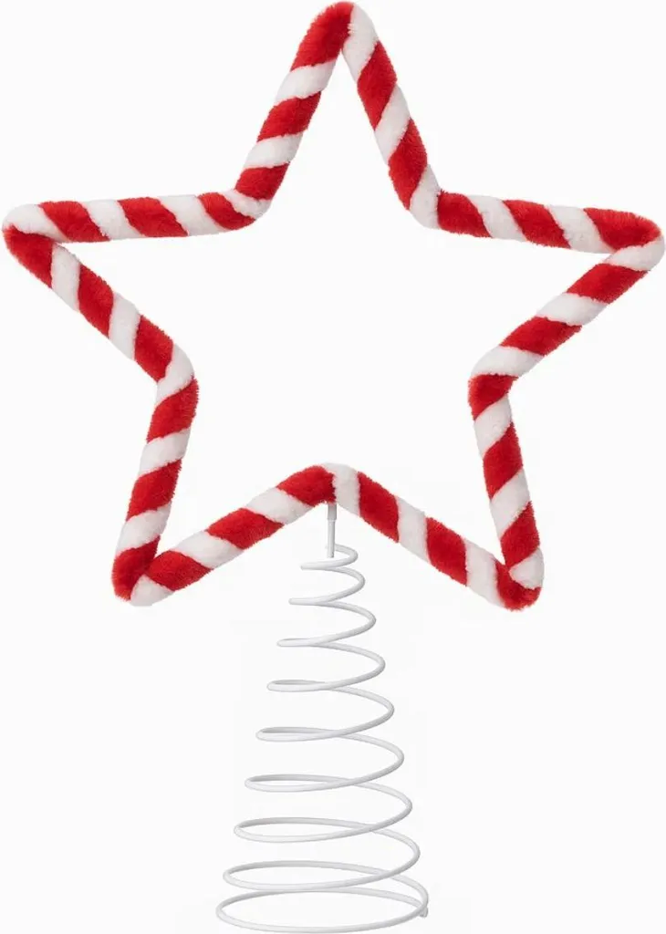 Cimier de sapin étoile rayée rouge et blanc 19 cm Feeric Lights Noël - 3