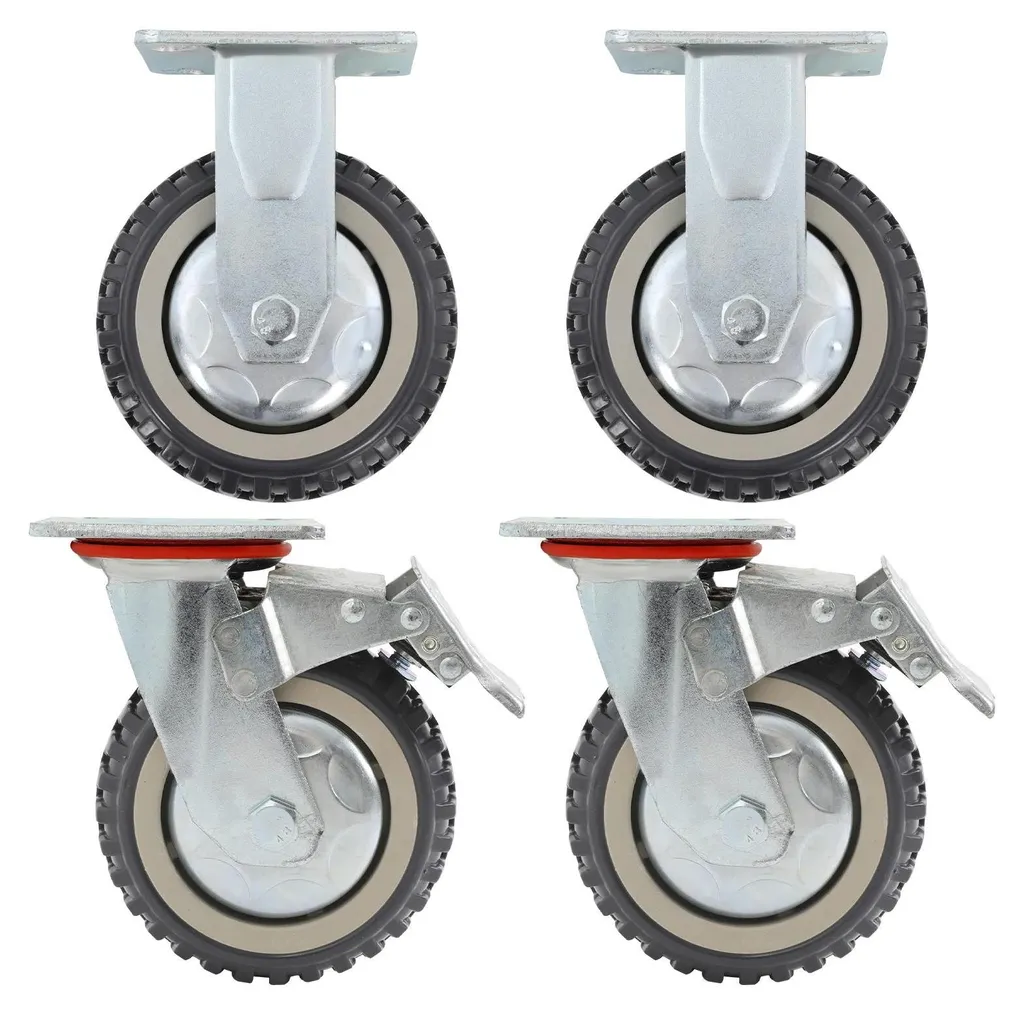 Roulettes industrielles argentées 280kg - Lot de 4 pivotantes 39cm
