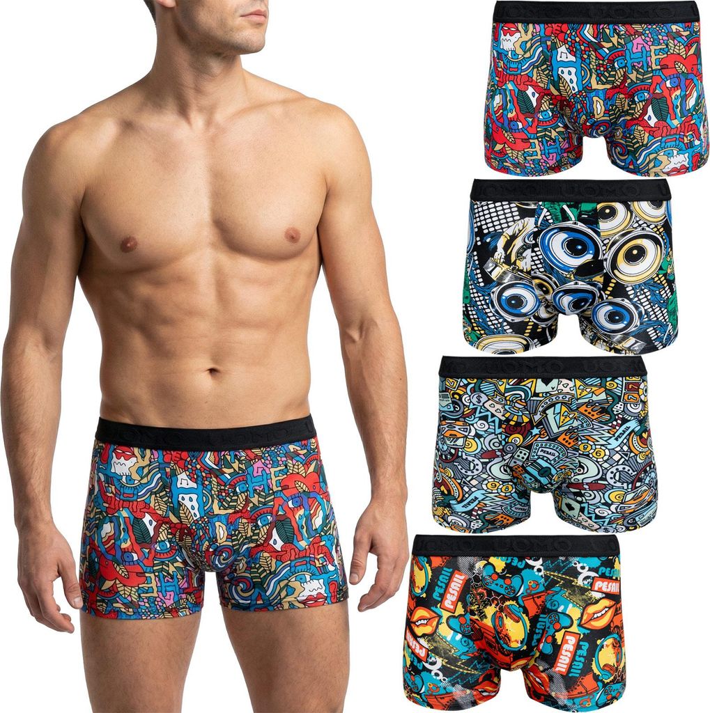 PESAIL Herren Boxershorts, Gr. 3XL, 8x Unterhosen, M bis 6XL, Baumwolle, Modal, Retroshorts, Unterwäsche ohne kratzenden Etiketten, Farbmix 4