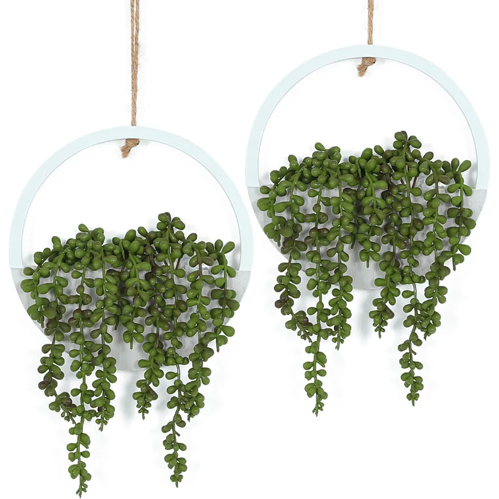 Plante artificielle suspendue succulente en pot 31 cm déco réaliste