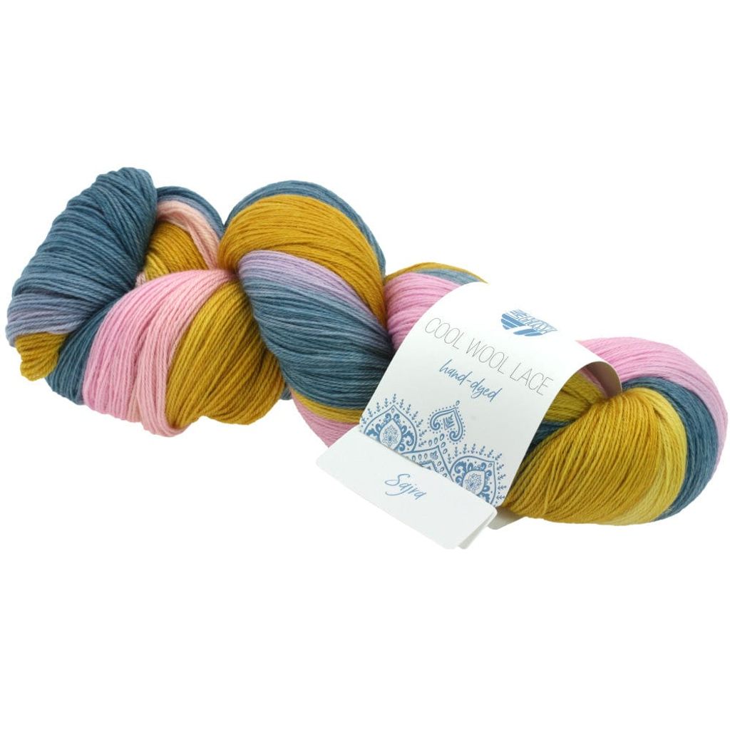 Lana Grossa Cool Wool Lace Hand-Dyed 811 Sajra Rosa/Jeans/Altrosa