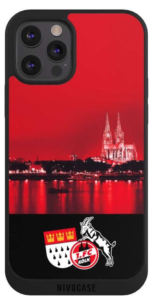 NIVOCASE Handyhülle für Apple iPhone 12 Pro Hülle NIVOpure Case Schwarz 1. FC Köln Offizielles Lizenzprodukt Skyline