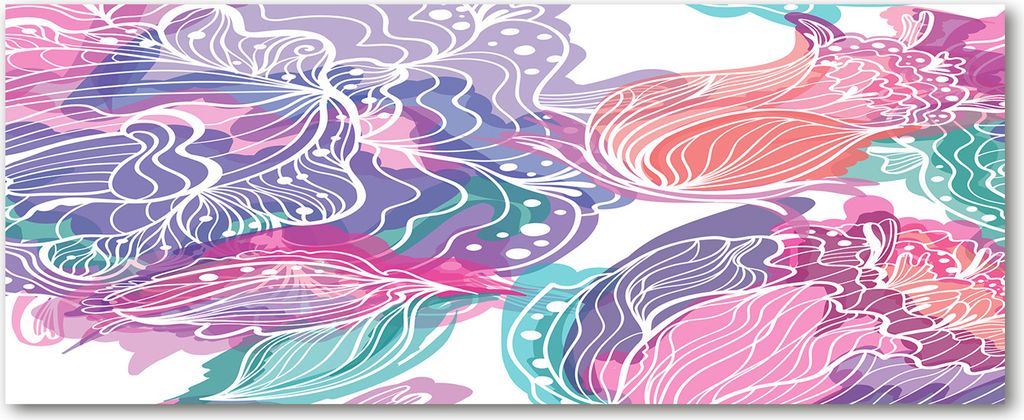 Tulup Küchenrückwand Spritzschutz aus Glas -125x50 -Spritzschutz auf gehärtetes Glas Blumen & Pflanzen Magische Blumen