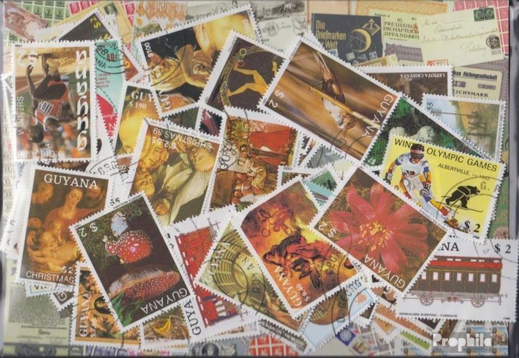 Briefmarken Guyana 300 verschiedene Marken