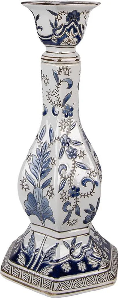 Clayre & Eef Chandelier Ø 18x36 cm en Porcelaine Blanc et Bleu de Luxe - 2