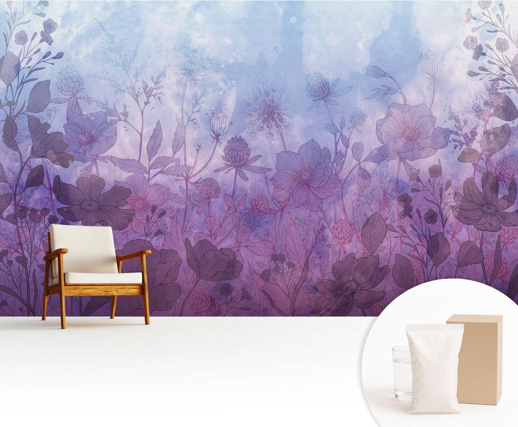 Fototapete - 416x254 cm - Tapete - Wandtapete - Wandbilder - Dekofolie - Tapete Folie - Wand - Dekoration - Wohnzimmer - Pastellblumen