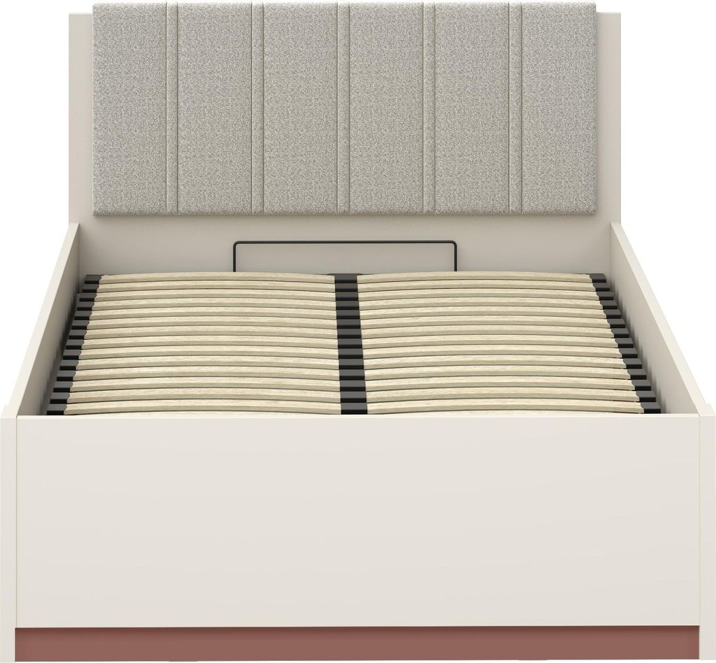 Bettgestell >MILLES < Lift-Lattenrost, Sandfarbig - 125,2x90,7x205,2cm (BxHxT)