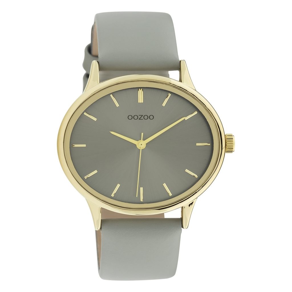 Oozoo Armbanduhr grau Leder Timepieces Damen Analog-Quarzuhr UOC11050
