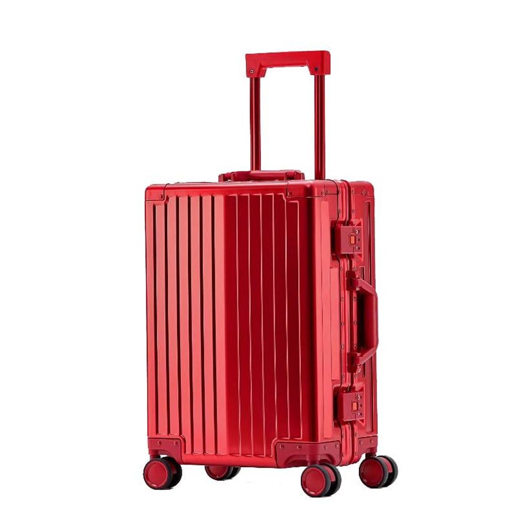 Aluminium Reisekoffer rot 67 cm mittelgroß Trolley Hartschalen-Koffer bei Bowatex