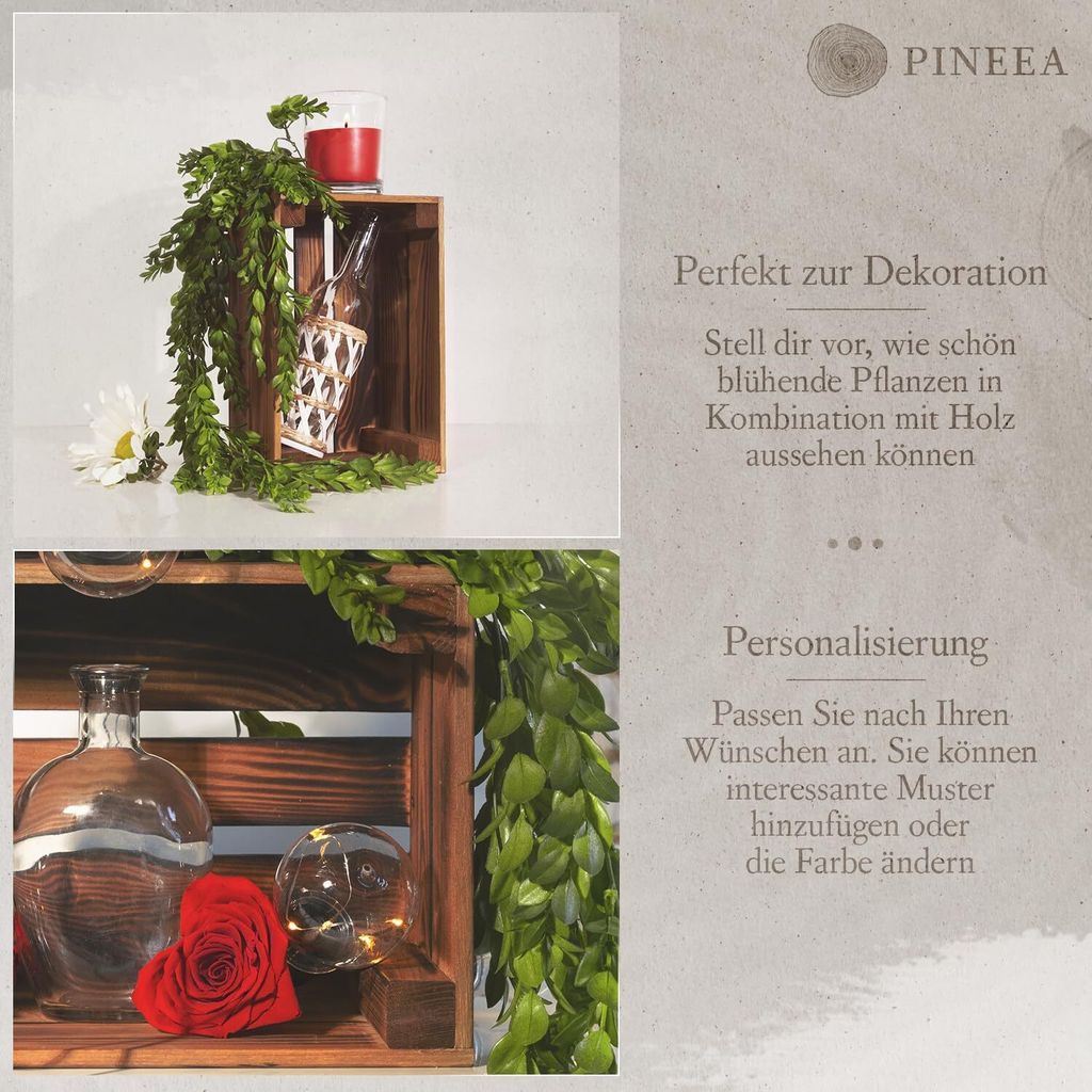 PINEEA drevená krabica malá 30x20x15 - flambovaná vintage Obrázok produktu 4