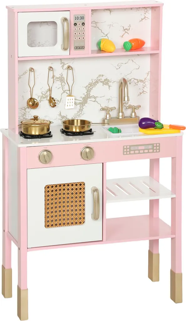 Cuisine bois rose pour enfant de 3 ans et plus avec évier et four