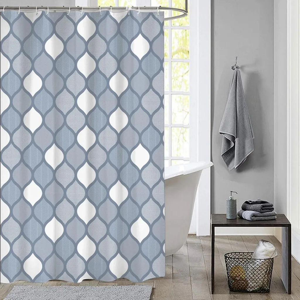Rideau de douche textile Brest Blue 180x200 cm étanche pour baignoire