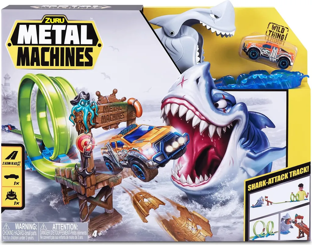 Évitez l'attaque du requin avec la piste Metal Machines et sa voiture
