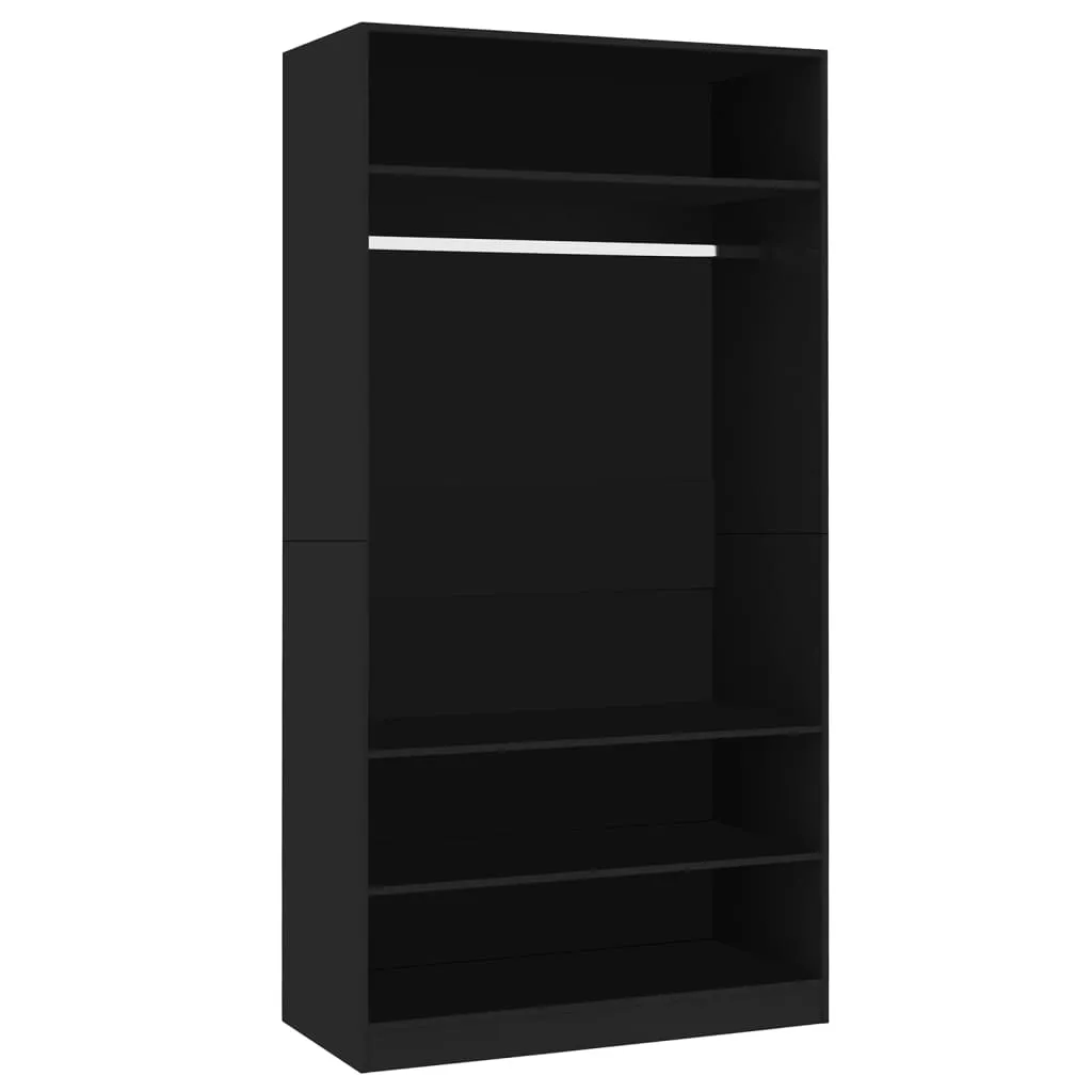 Armoire Noire 100x200 cm - Solution Gain de Place en Bois Composite