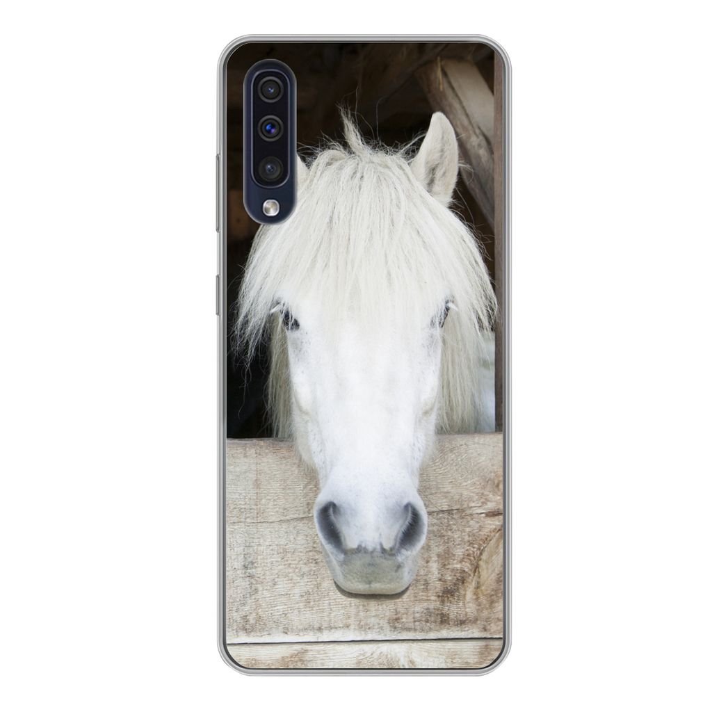 MuchoWow Handyhülle Schutzhülle Hülle für Samsung Galaxy A50 Pferde - Pferdestall - Regale Silikon Softcase Handy Hülle - Mobiltelefonhülle