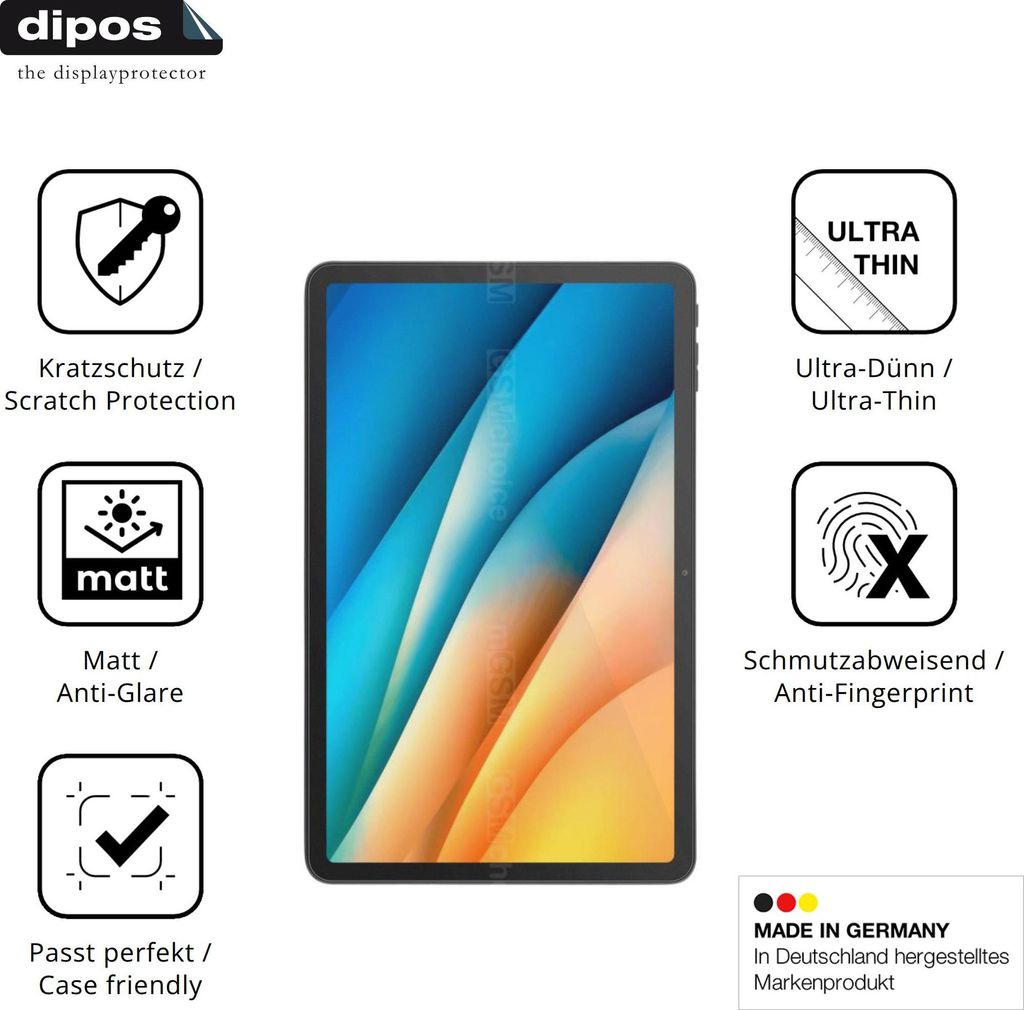2x Schutzfolie für Aiwa Tab AS12 matt Displayschutzfolie Folie Display Schutz dipos