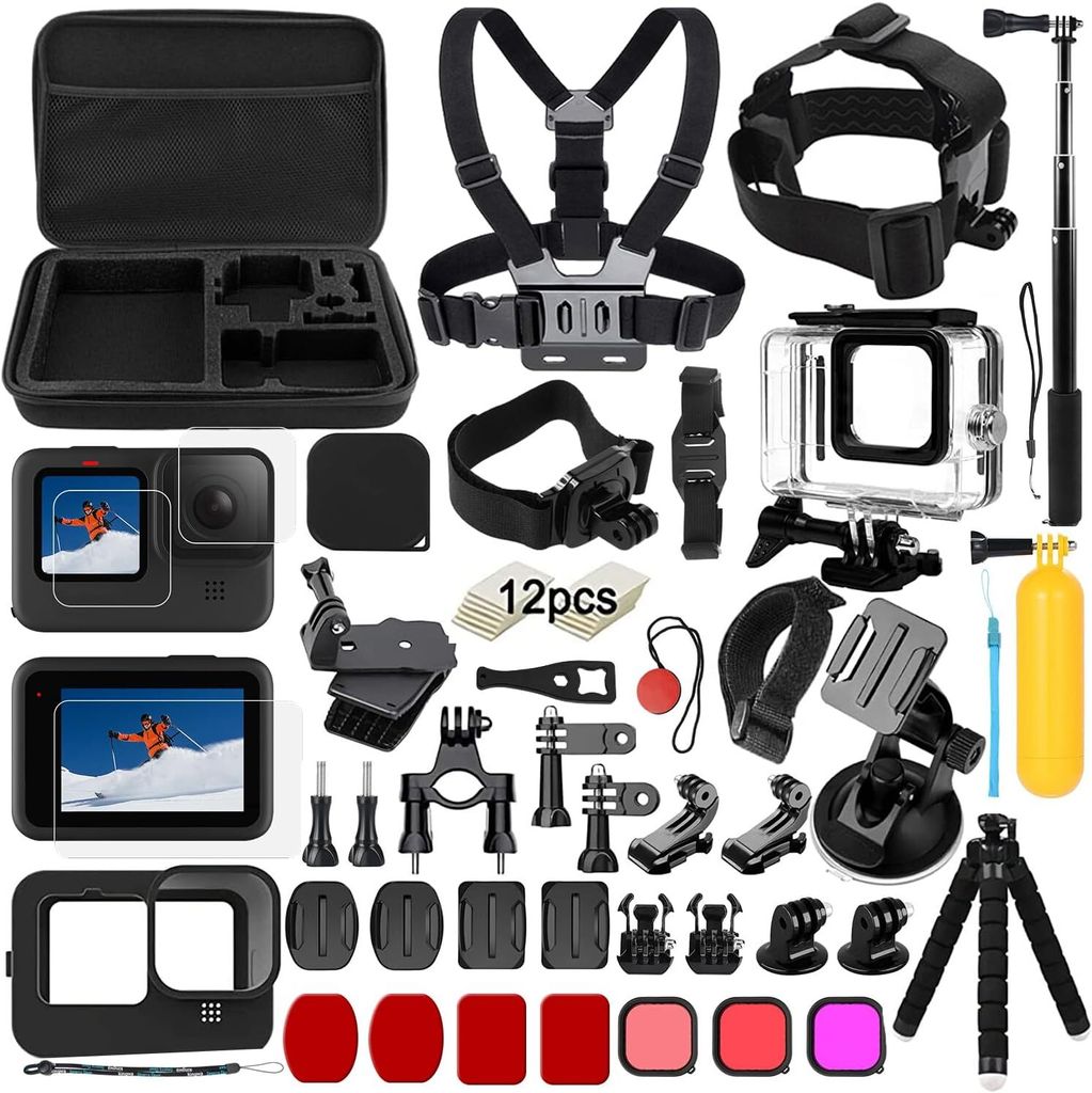 Kamerazubehör-Set 55 in 1 Action Kamera Zubehör Set, kompatibel mit GoPro Hero und mehr, GoPro Zubehörset für HERO 9/10/11/12, Wasserdicht Geh...