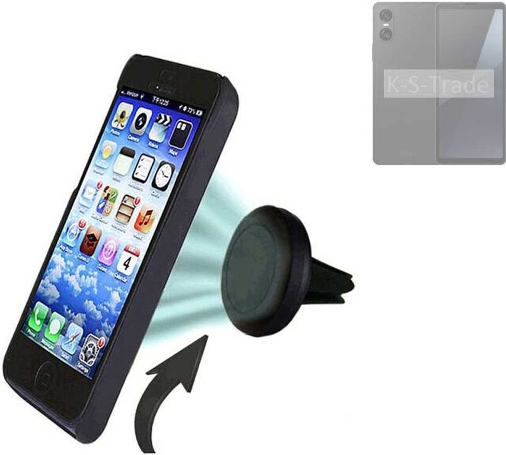 K-S-Trade Kompatibel mit Sony Xperia 10 VI Auto Handy Halterung KFZ Halter Lüftungsgitterhalterung Air Vent mount Smartphone Halter