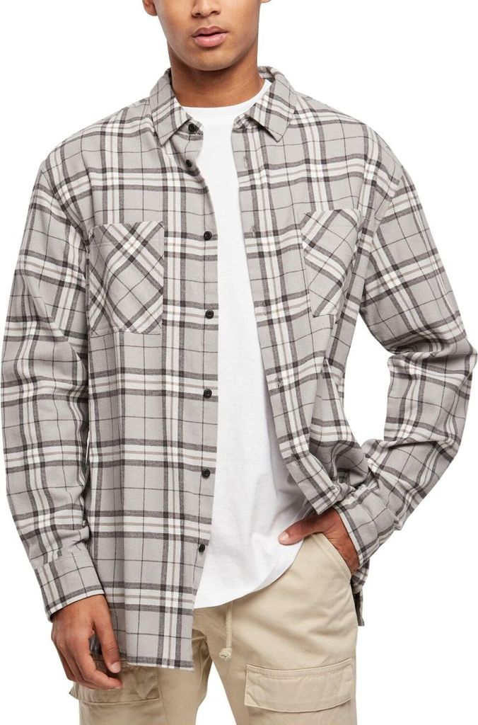 Urban Classics - Long Oversized Grey Check Hemd - 5XL
