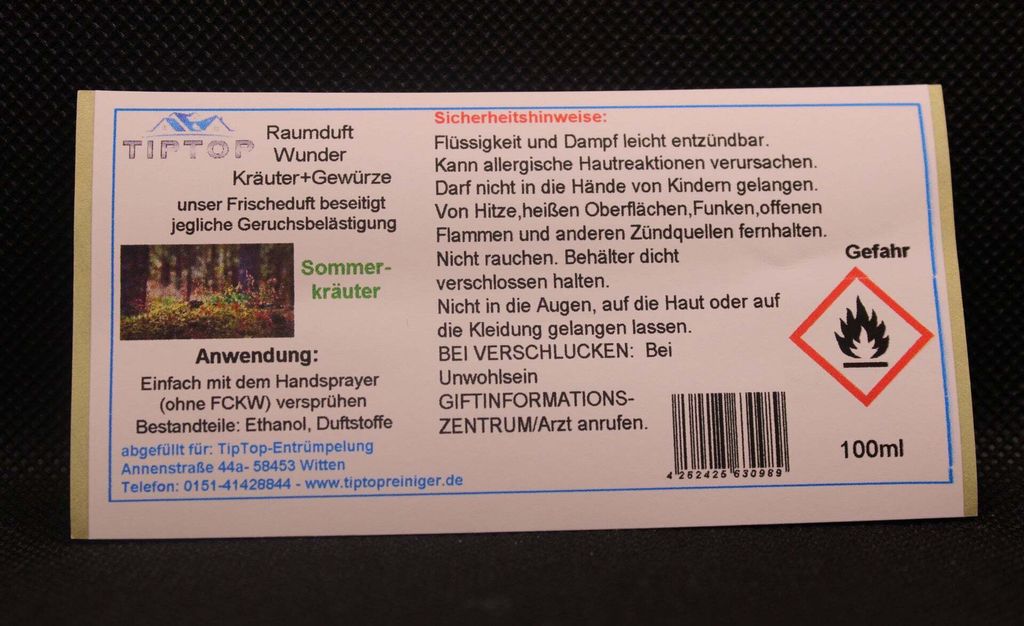 Raumduft-Wunder 100ml - Kräuter+Gewürze - mehrere Duftnoten zur Auswahl – Sommerkräuter