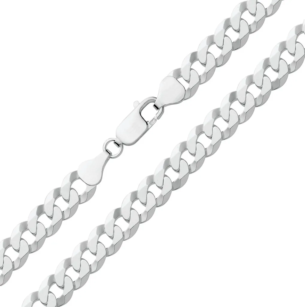 Grosse Chaîne en Argent Massif 925 - Maille Courbe de 8mm - Longue 66cm