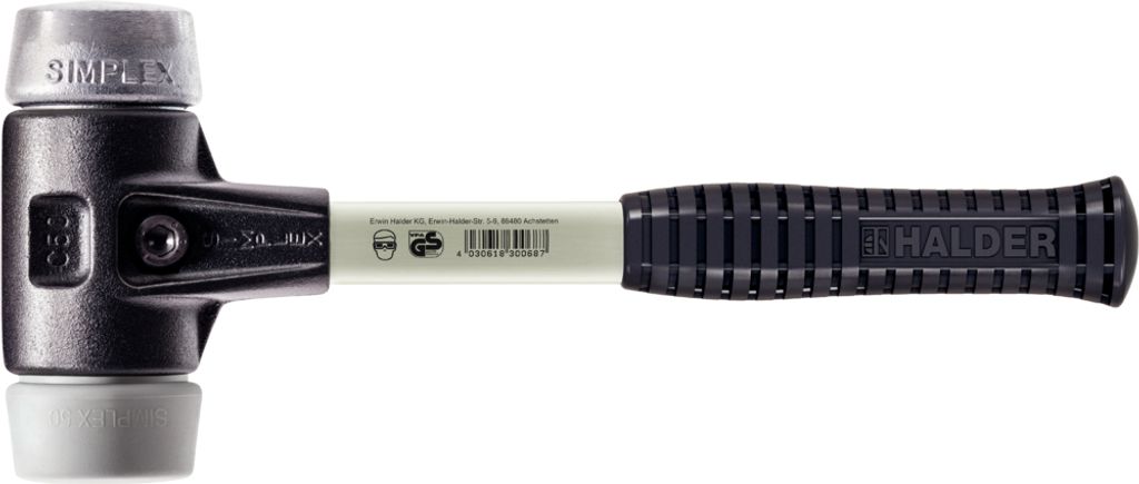 HALDER SIMPLEX TPE-Hammer mittel / Weichmetall mit verstärktem Tempergussgehäuse und Glasfaserstiel - D=50 mm - 3739.050
