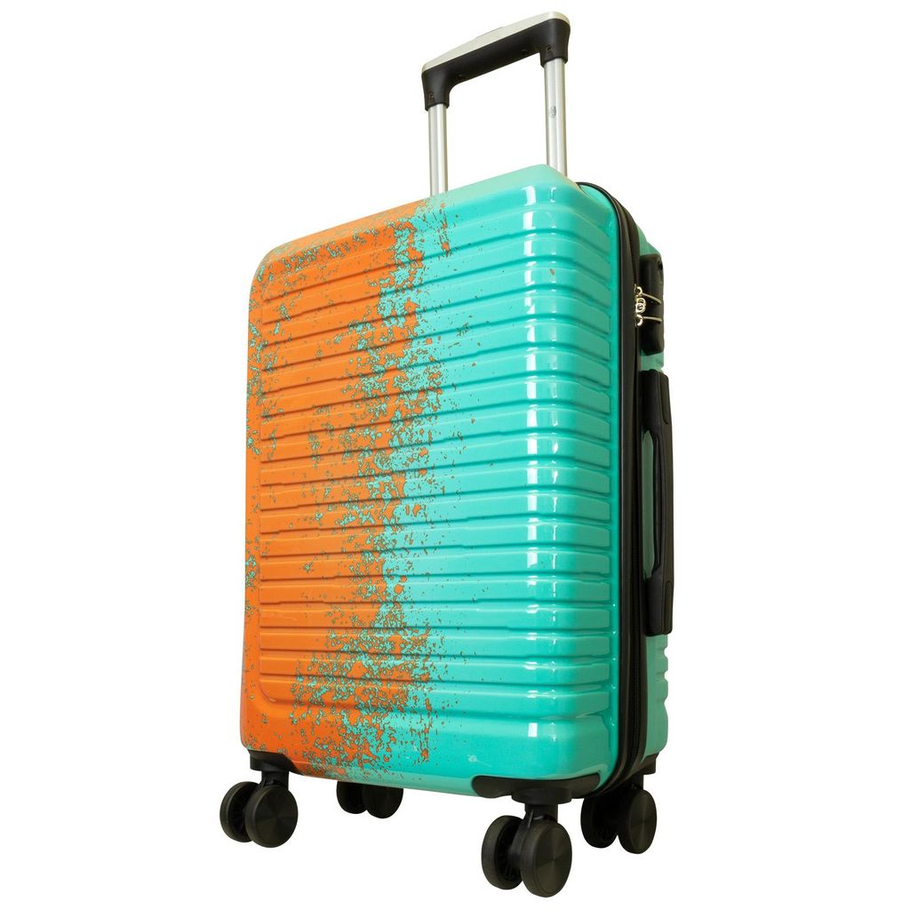 Kleiner Polycarbonat Handgepäck Reisekoffer Sierra 55cm Hartschale Trolley Größe S türkis-orange