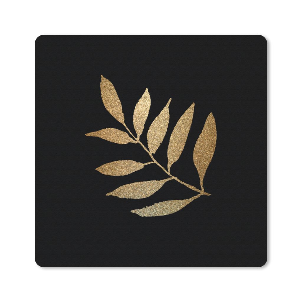 MuchoWow Mauspad Mousepad Gold - Äste - Blatt 20x20 cm - Mousepads - Maus Mat - Pad - Mausunterlage - Desk Mat - Bureauartikeln