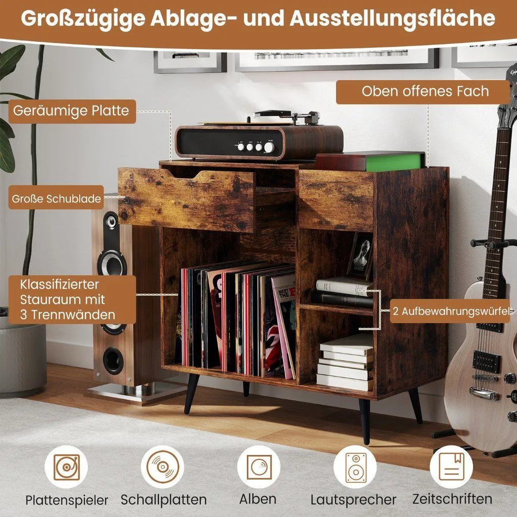 Meuble Vinyle Anti-Désordre avec Prises de Courant et USB-C Intégrées - 5