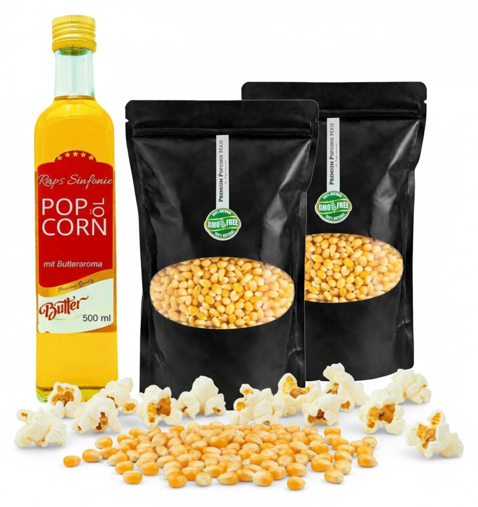 Hopser Funfood Kino Popcorn Set Popcornmais & Popcornöl mit Produktbild 