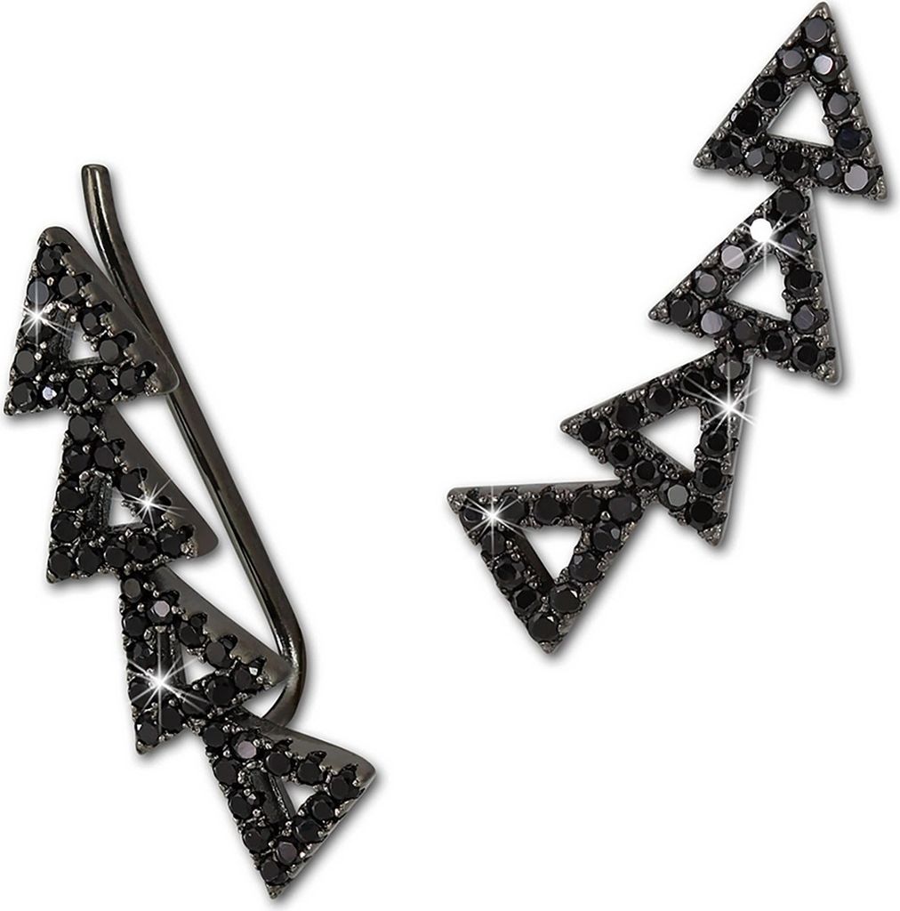 SilberDream geschwärzt Ear Cuff Dreiecke Zirkonia 925 Silber Ohrklemmen GSO426S
