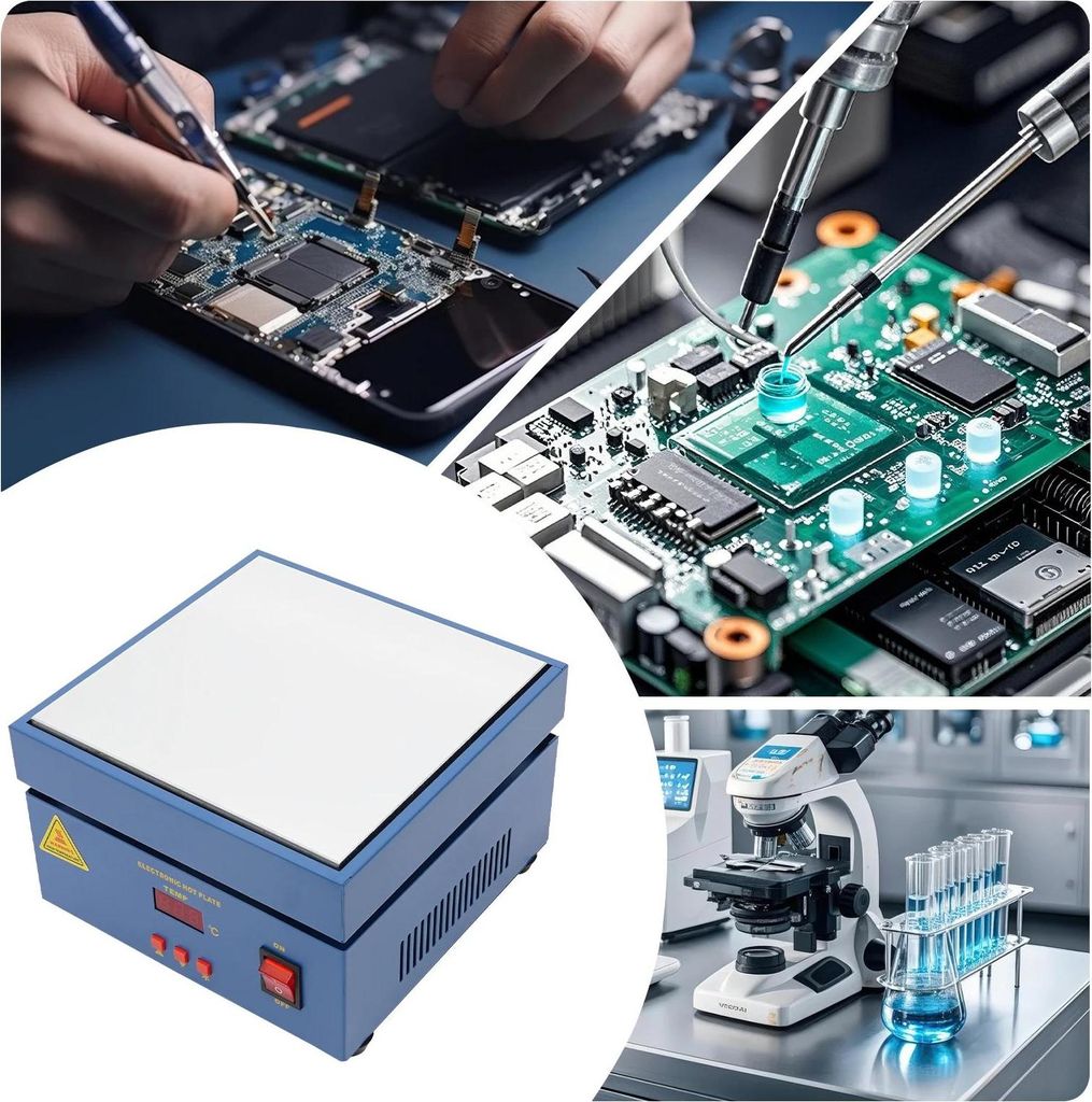 Labor-Heizplatte - Digitale Heizplatte - 800 W - 50–400 °C - 20×20 cm - LCD - EU-Stecker - Blau