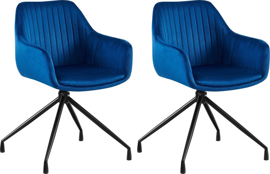 CLP 2er Set Esszimmerstuhl Welby I Drehbarer Sessel bis 150 kg belastbar, dunkelblau